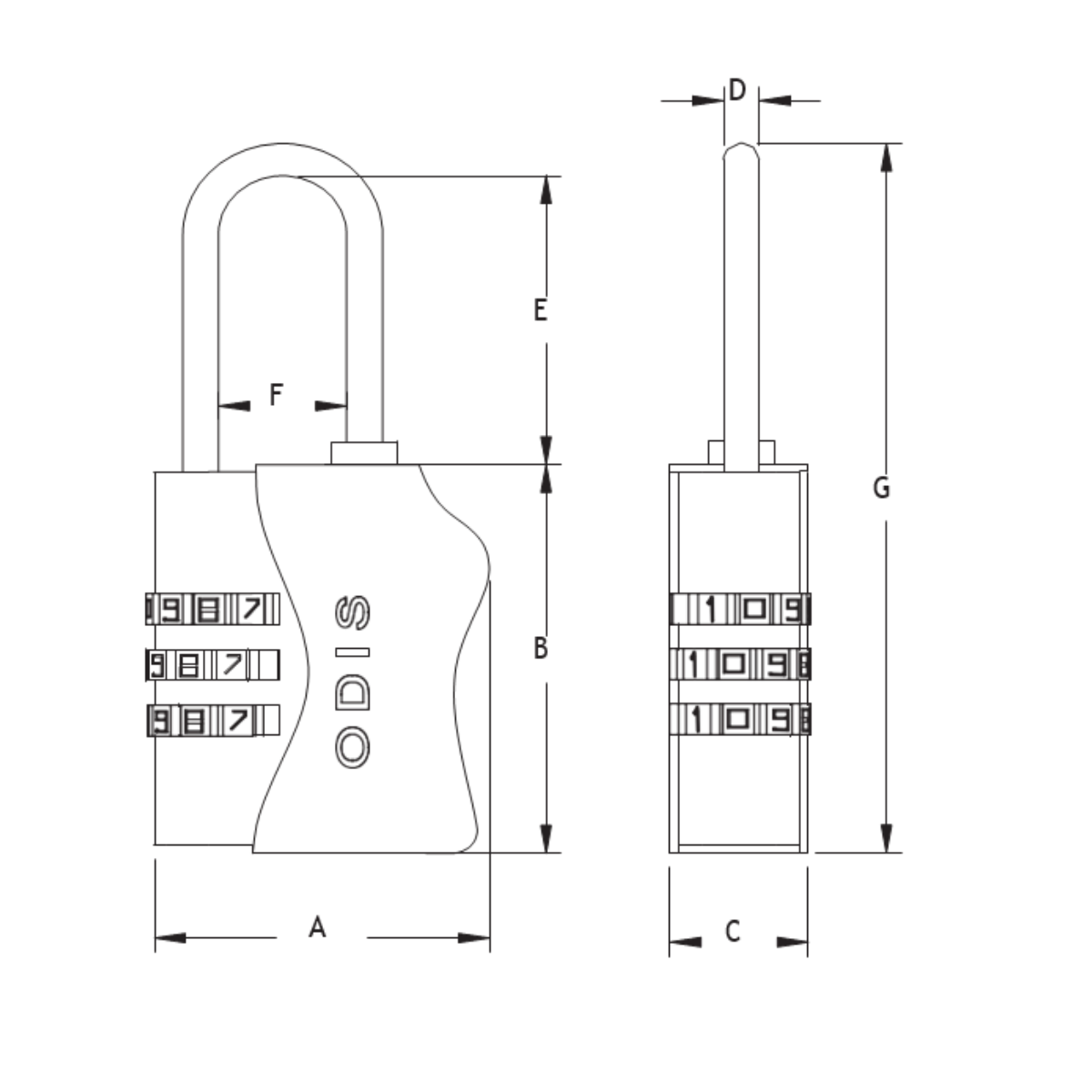 Pack Viajero: 2 Candados Odis TSA Maleta Viaje con clave - Azul