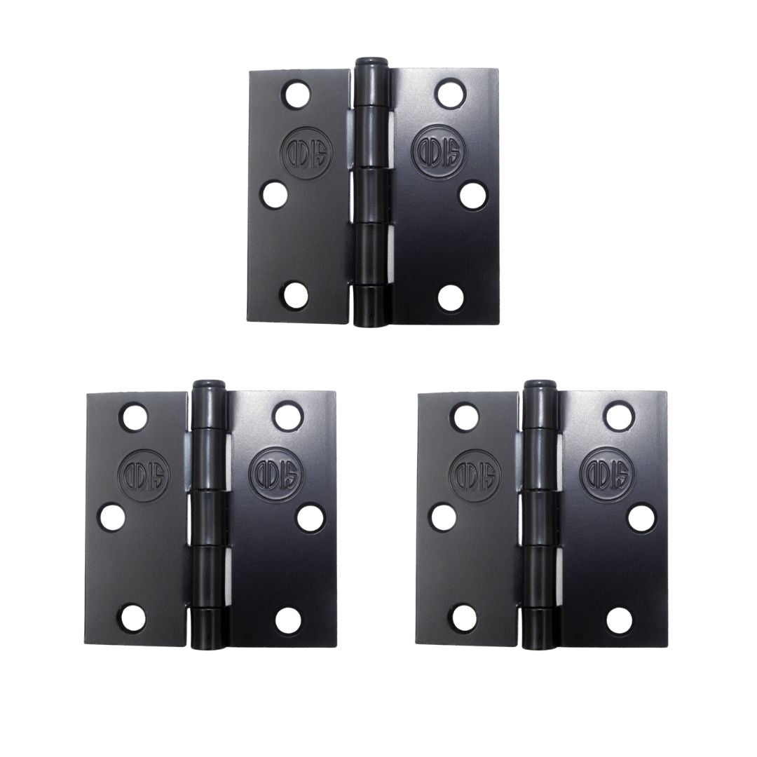 Pack 3 Bisagras Acero Odis 3”× 3”×2,0mm - Negro