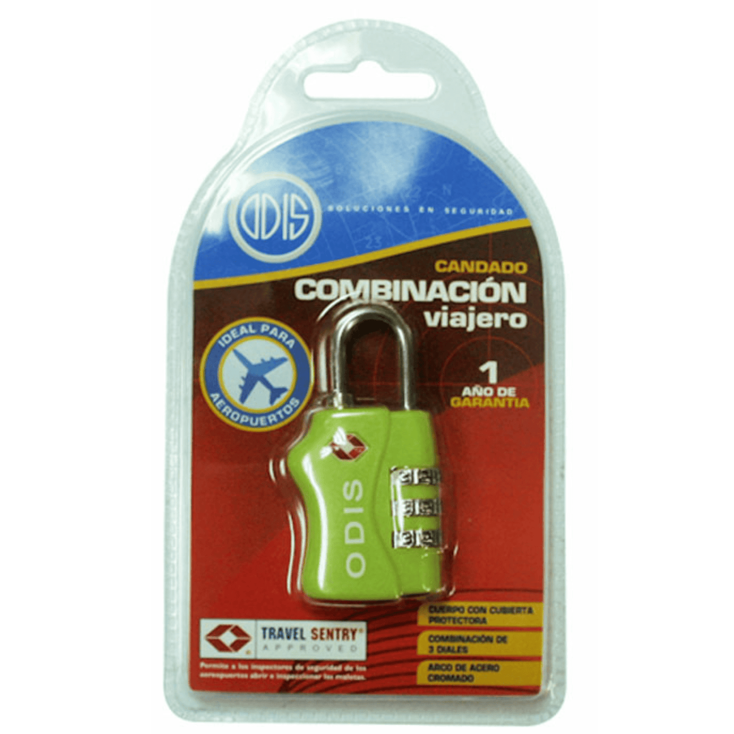 Candado Odis TSA Maleta Viaje 33mm con clave - Verde
