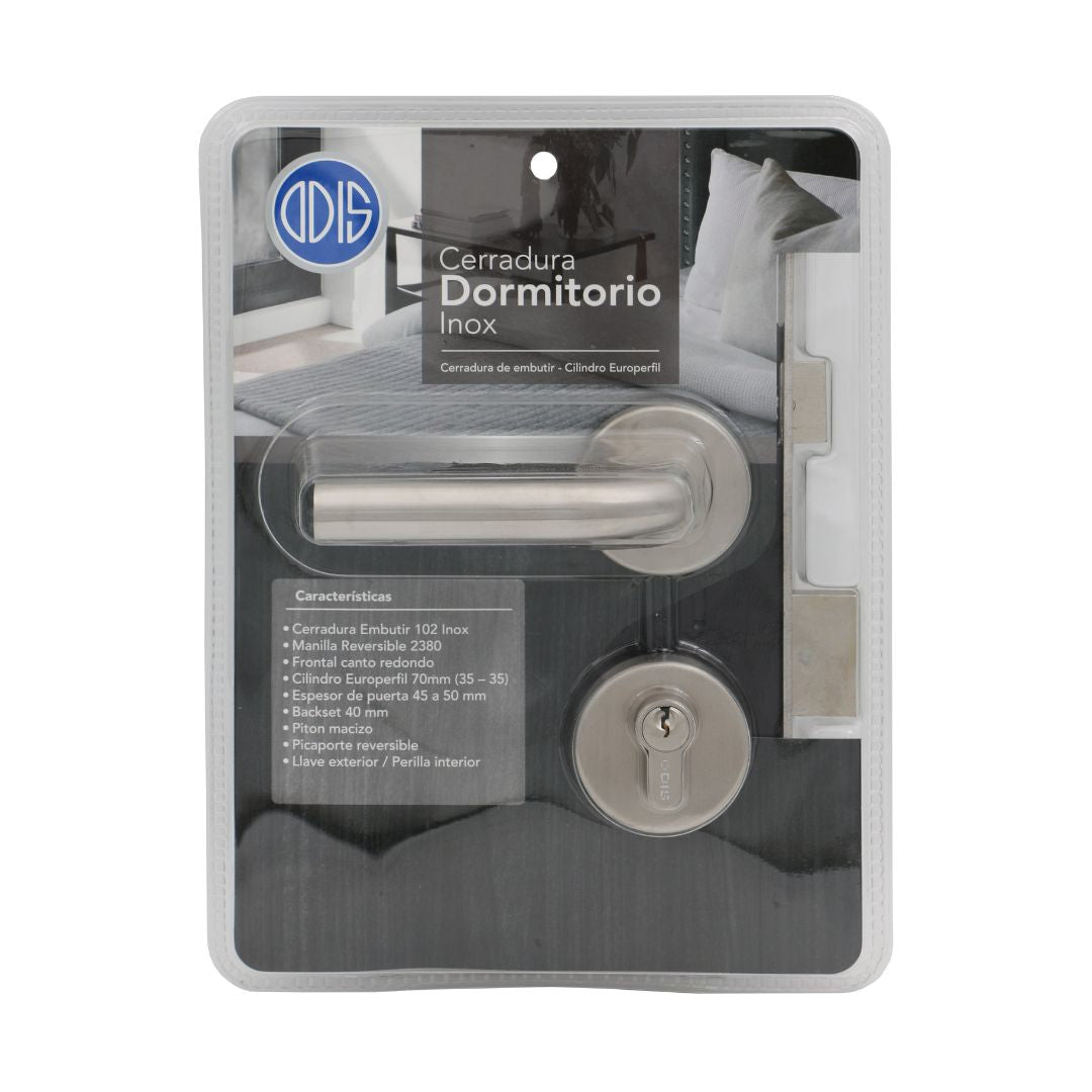 Cerradura Embutir Odis 102 Dormitorio Manilla 2380 (45-50) - Plata