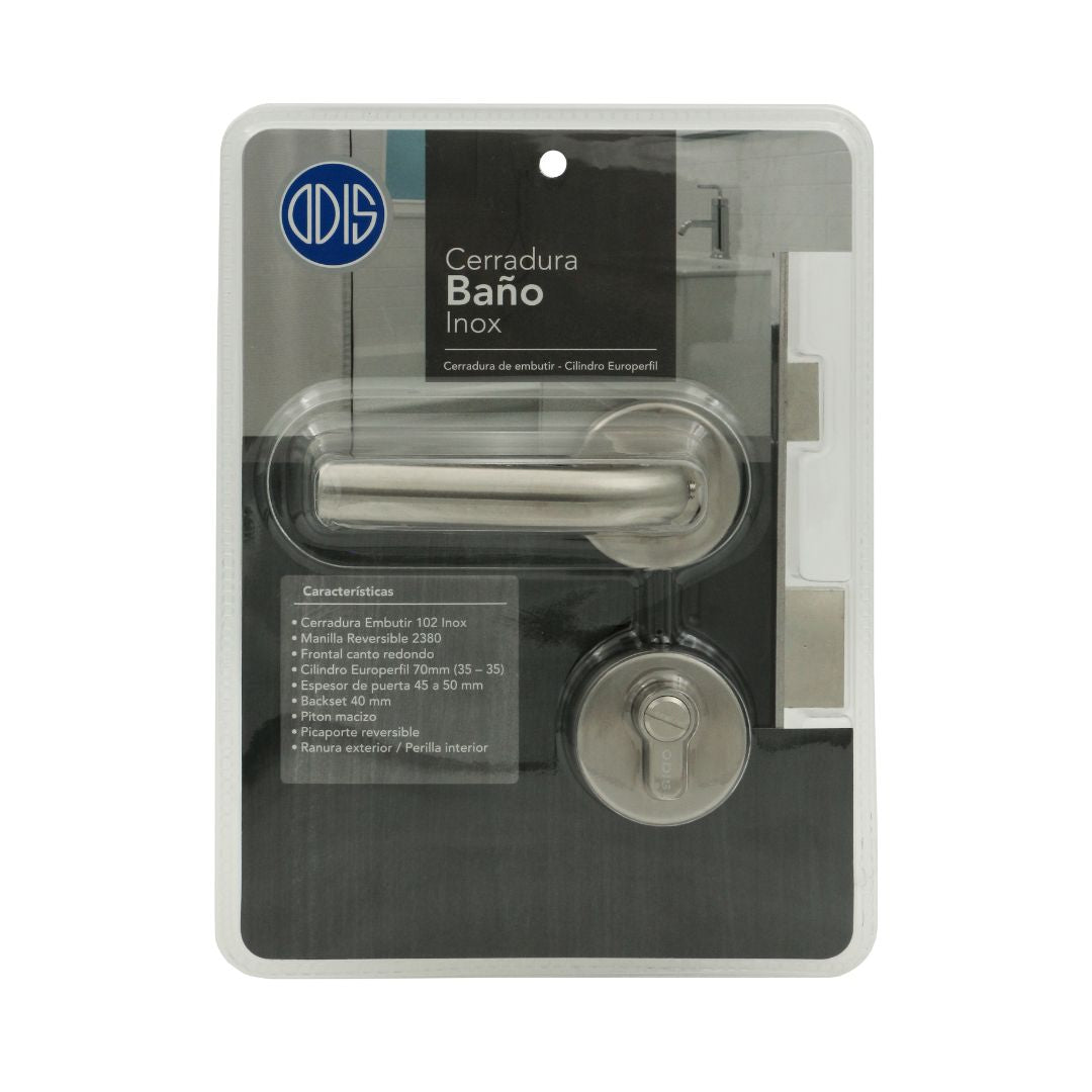 Cerradura Embutir Odis 102 Baño Manilla 2380 (45-50) - Plata