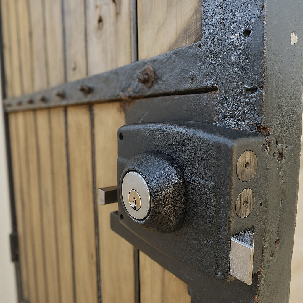 Cerradura Exterior Sobreponer Odis 323 Con Caja Metálica Para Rejas, Portones y Puertas Metálicas