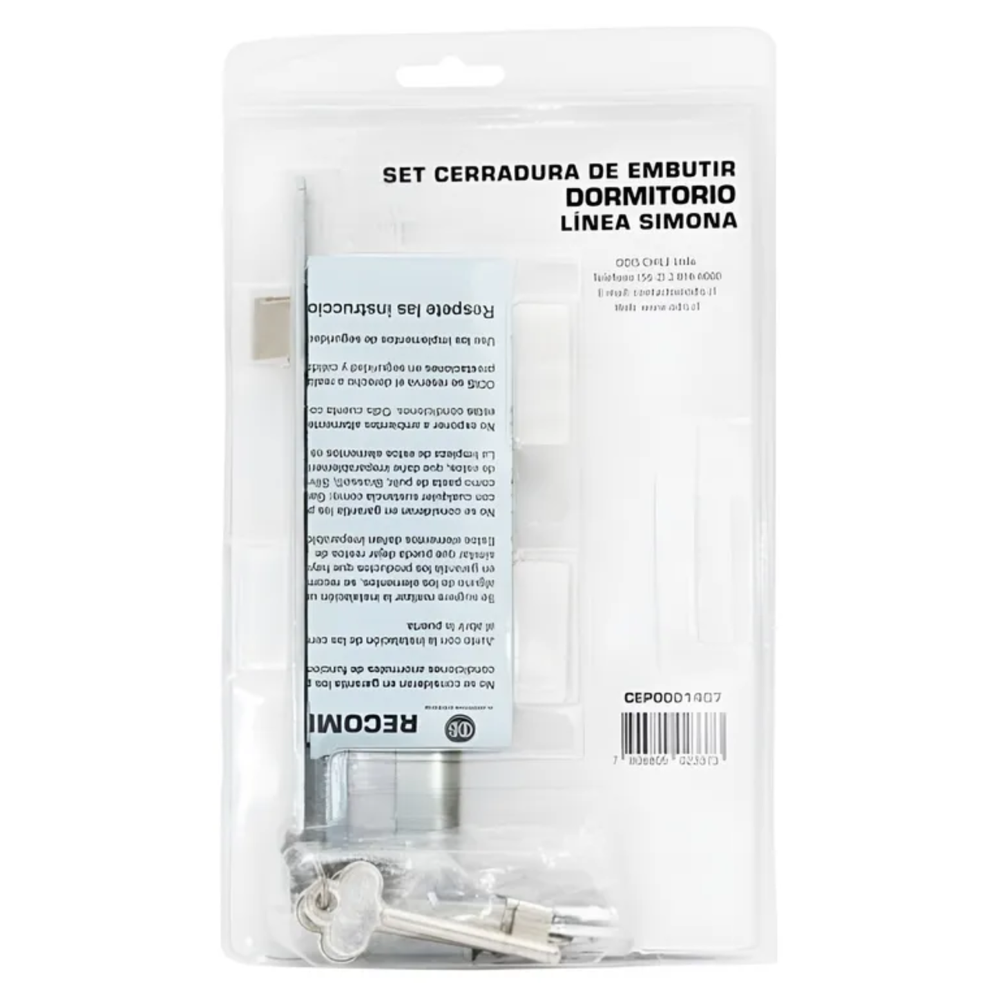 Cerradura Embutir Odis Simona 7040 Dormitorio - Negro