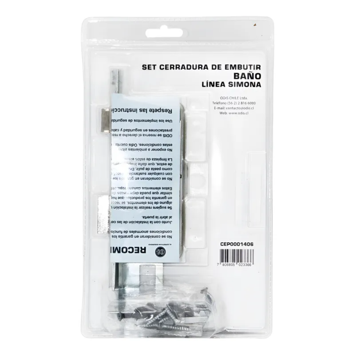 Cerradura Embutir Odis Simona 7040 Baño - Negro