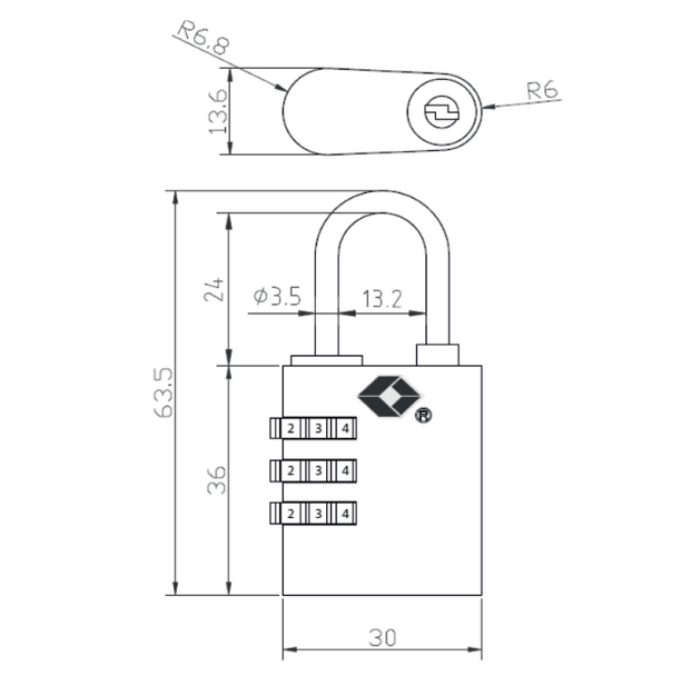 Candado Odis TSA Viaje Maleta 30mm con clave Línea Explora - Pucón