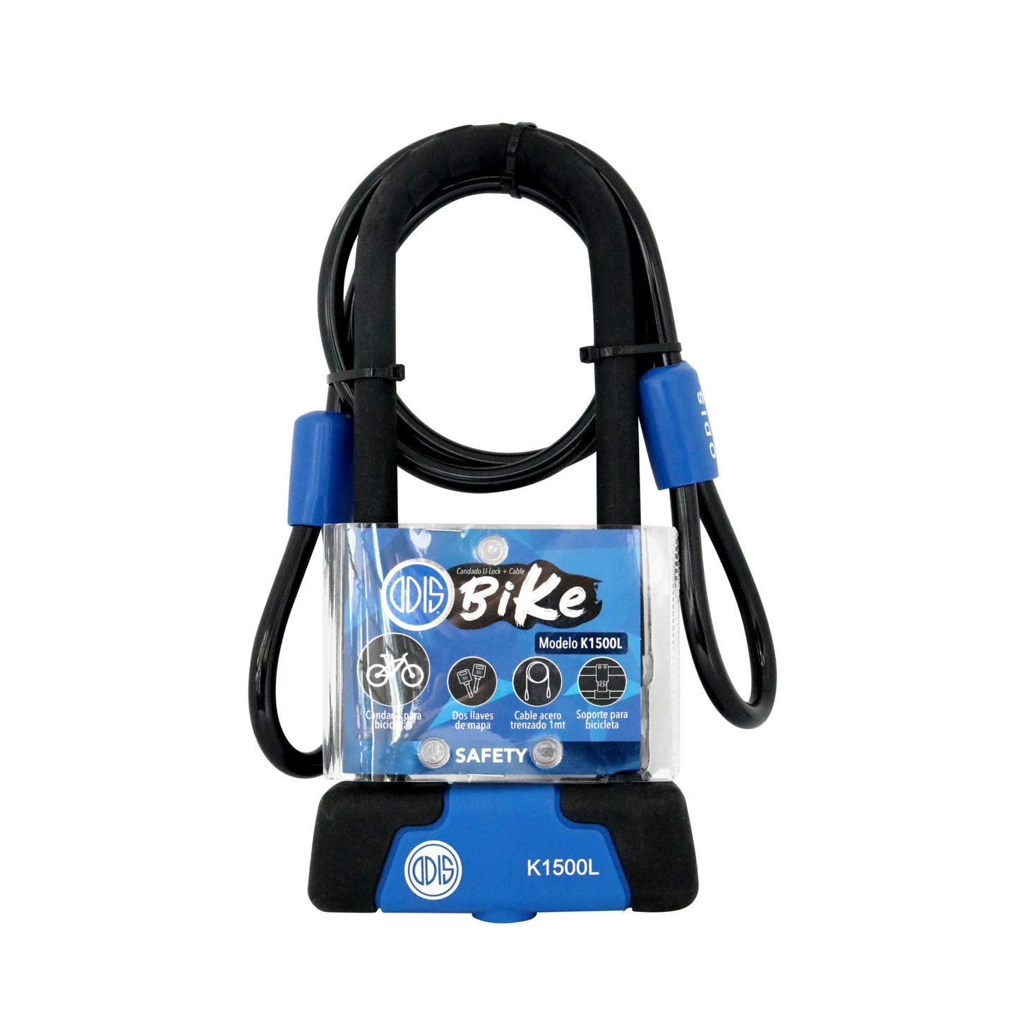 Pack Odis Bike: Candado Bicicleta U Lock K1500L + Cable 10mx1,2m