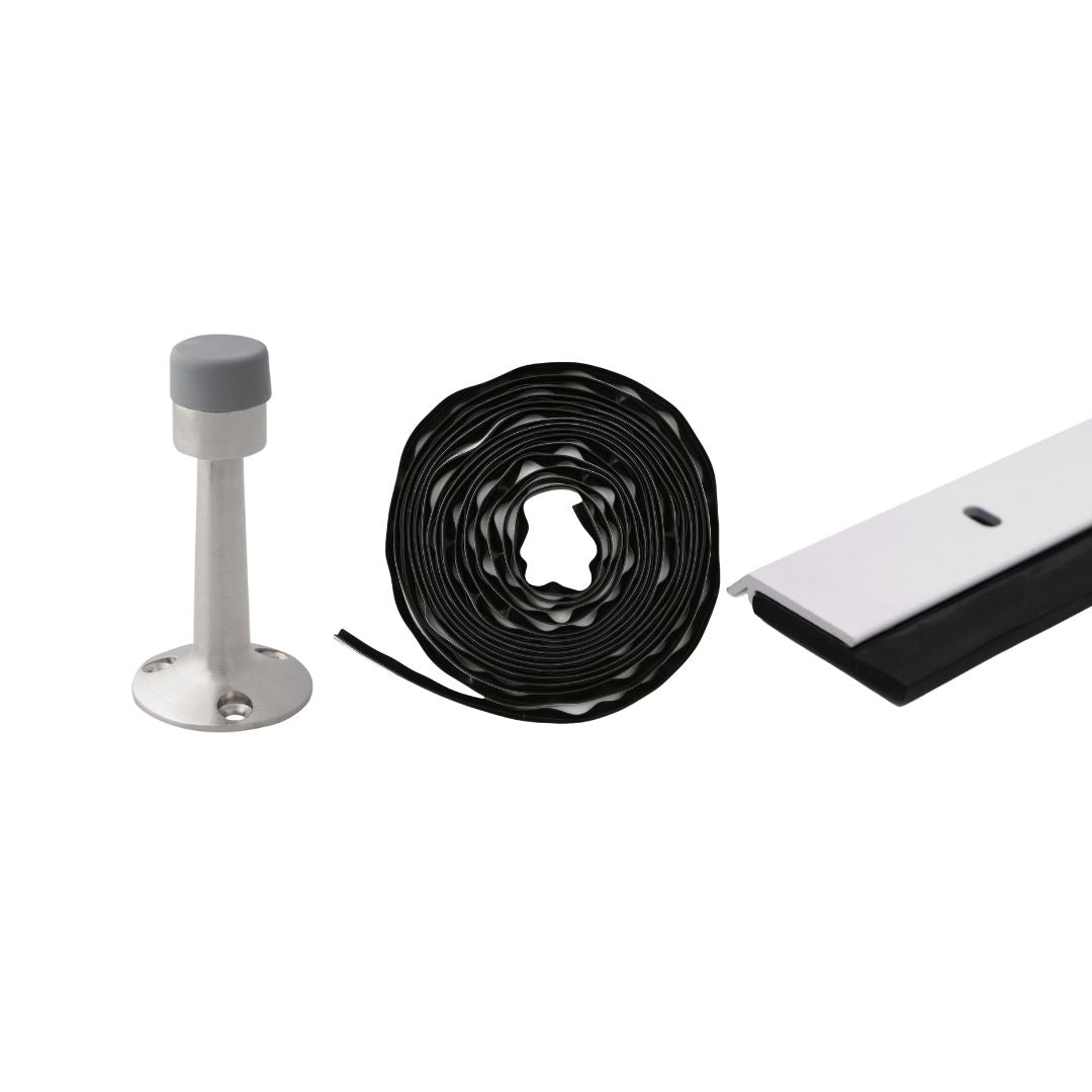 Kit Accesorios Puerta Lista: Tope a muro + sello inferior + sello hermético