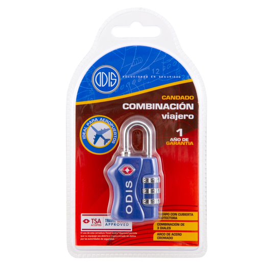 Candado Odis TSA Maleta Viaje 33mm con clave - Azul