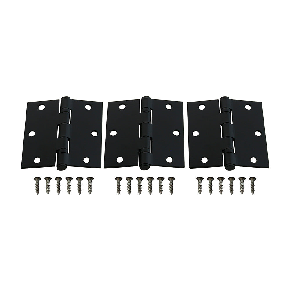 Pack 3 Bisagras Acero Odis 3,5”×3,5”×2,5mm- Negro