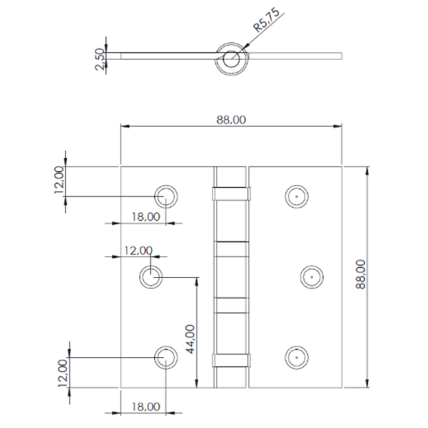 Pack 3 Bisagras Fierro Odis Con Rodamiento 3,5”×3,5”×2,2mm - Plata