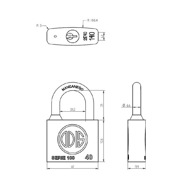 Pack de 6 candado 140 40mm - Llave maestra - Servicio Amaestrado - Entrega inmediata