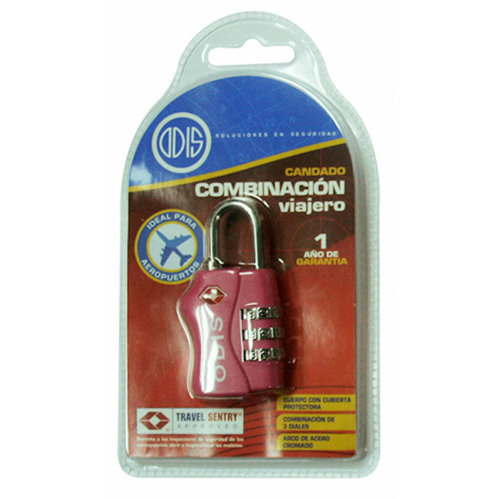 Candado Odis TSA Maleta Viaje 33mm con clave - Rosado