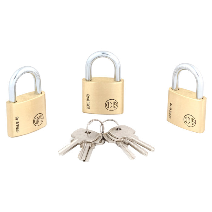 Pack 3 Candados Odis Serie B 40mm - Llaves Iguales