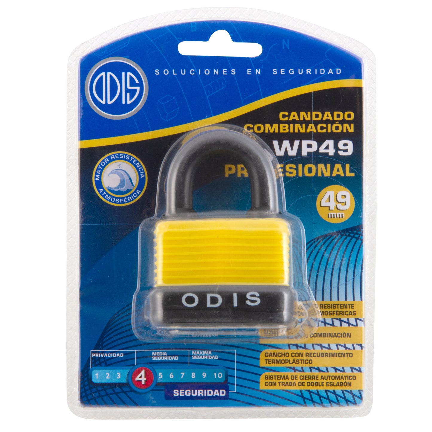 Candado Waterproof Odis 49mm con clave