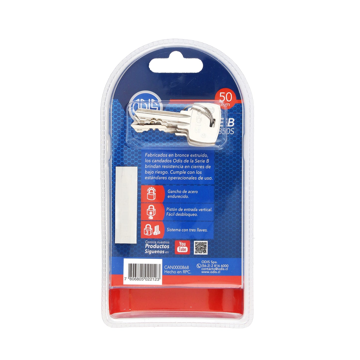 Candado Odis Serie B 50mm con Hombros