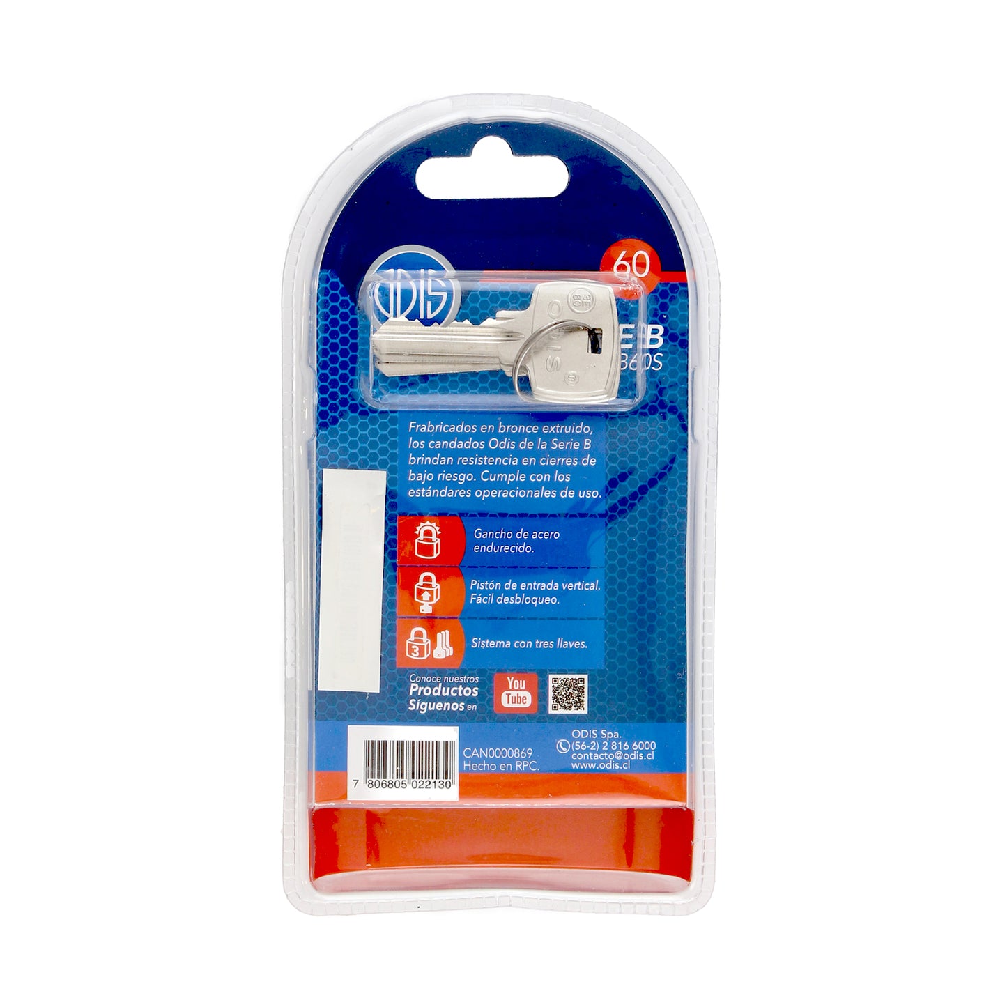 Candado Odis Serie B 60mm con Hombros