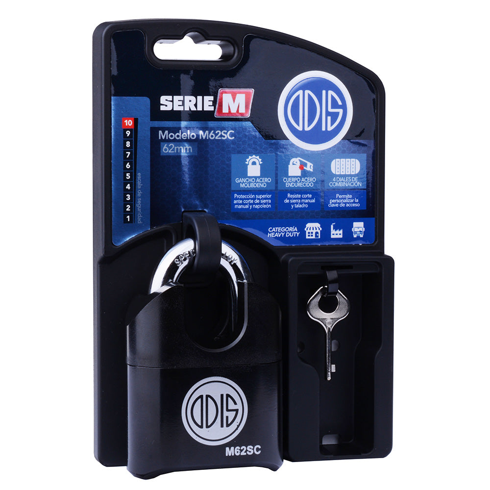 Candado Odis M62SC 62mm con clave y hombros