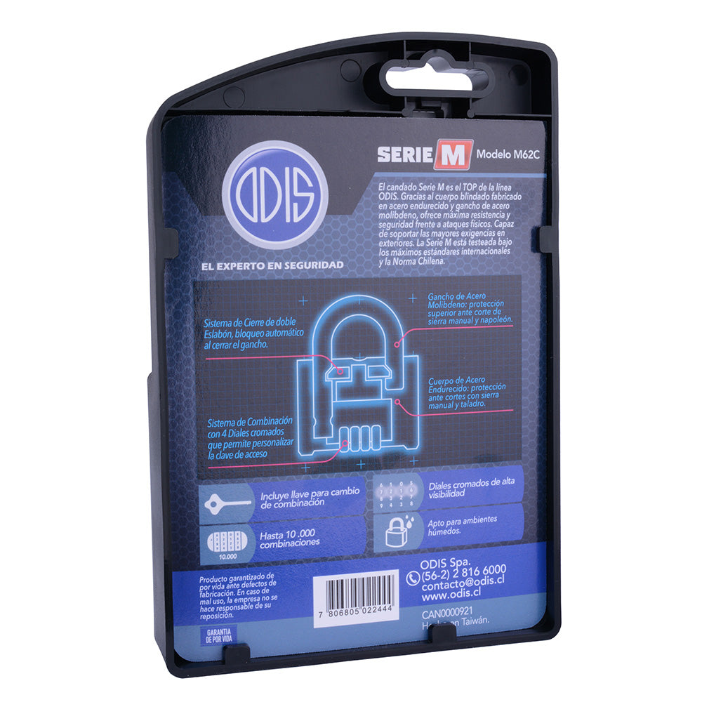 Candado Odis M62C 62mm con clave