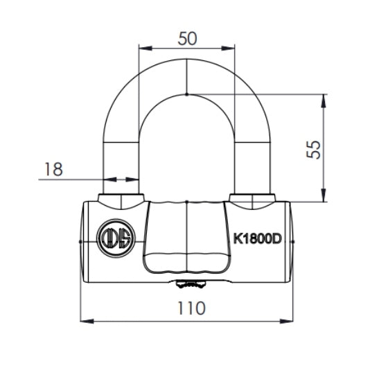 Candado Bicicleta U Lock Odis Bike K1800D Con Cadena 10mm X 1,1m Llave Disco