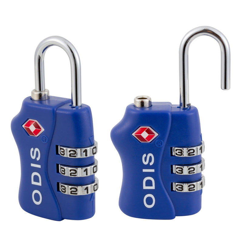 Pack Viajero: 2 Candados Odis TSA Maleta Viaje con clave - Azul
