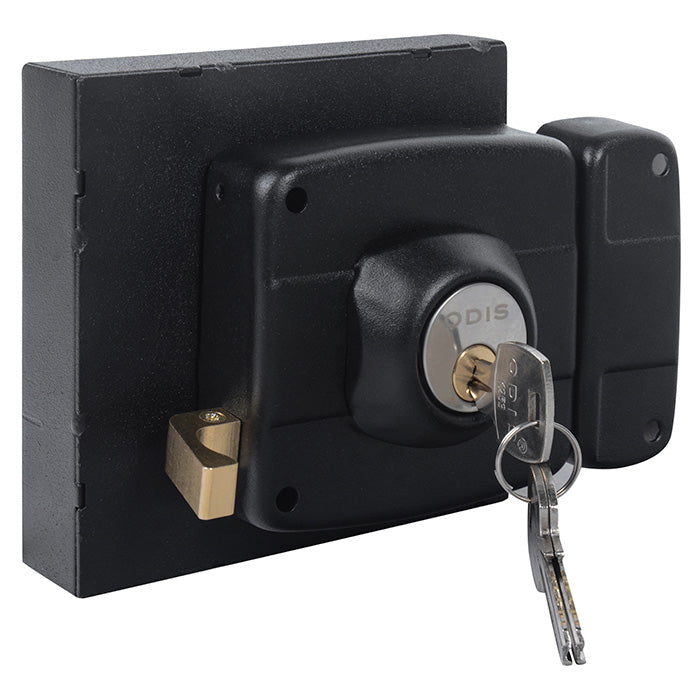 Cerradura Exterior Sobreponer Odis 323 Con Caja Metálica Para Rejas, Portones y Puertas Metálicas