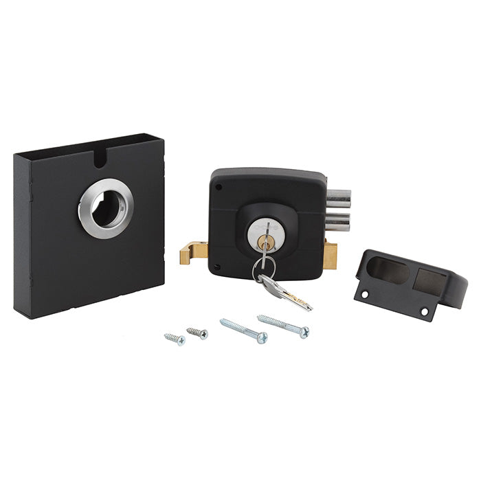 Cerradura Exterior Sobreponer Odis 323 Con Caja Metálica Para Rejas, Portones y Puertas Metálicas