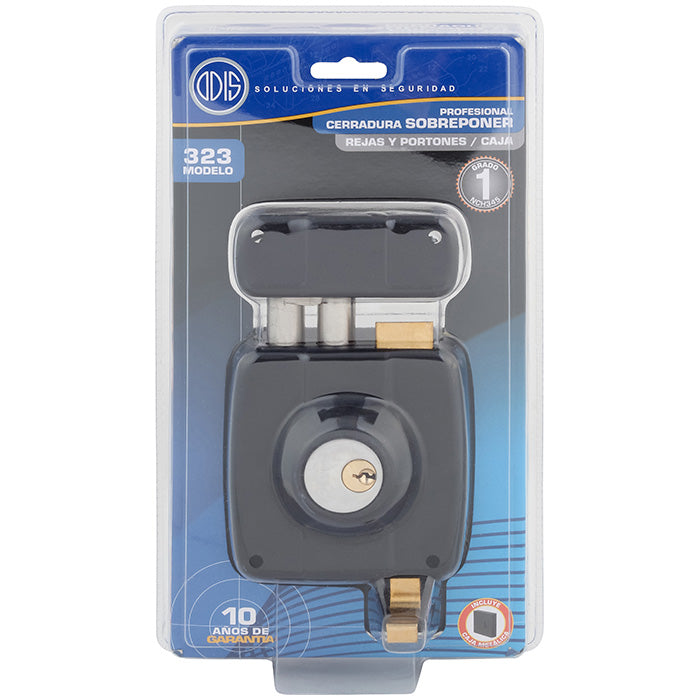 Cerradura Exterior Sobreponer Odis 323 Con Caja Metálica Para Rejas, Portones y Puertas Metálicas