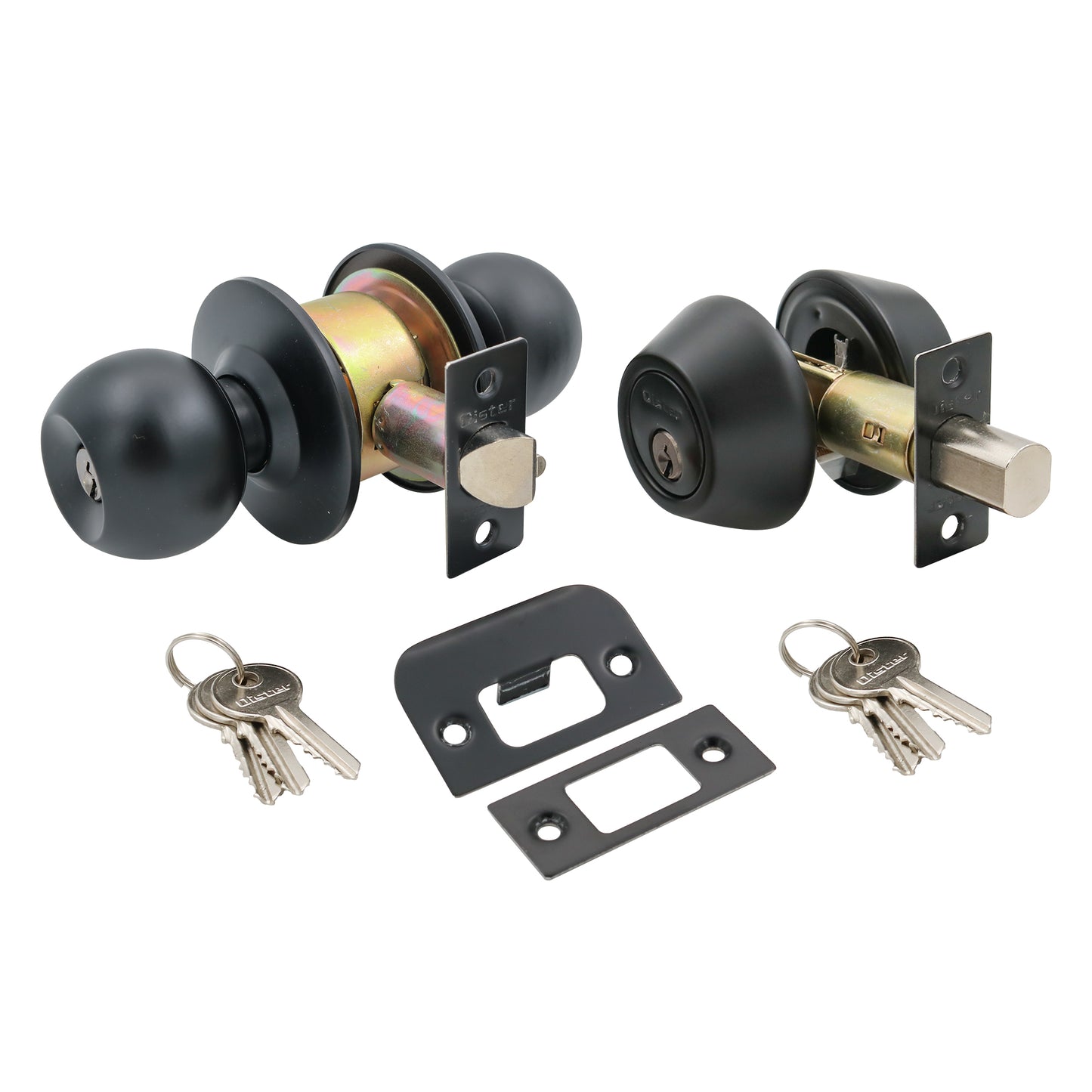 Pack OISTER cerradura cilíndrica 101 + cerrojo - Negro