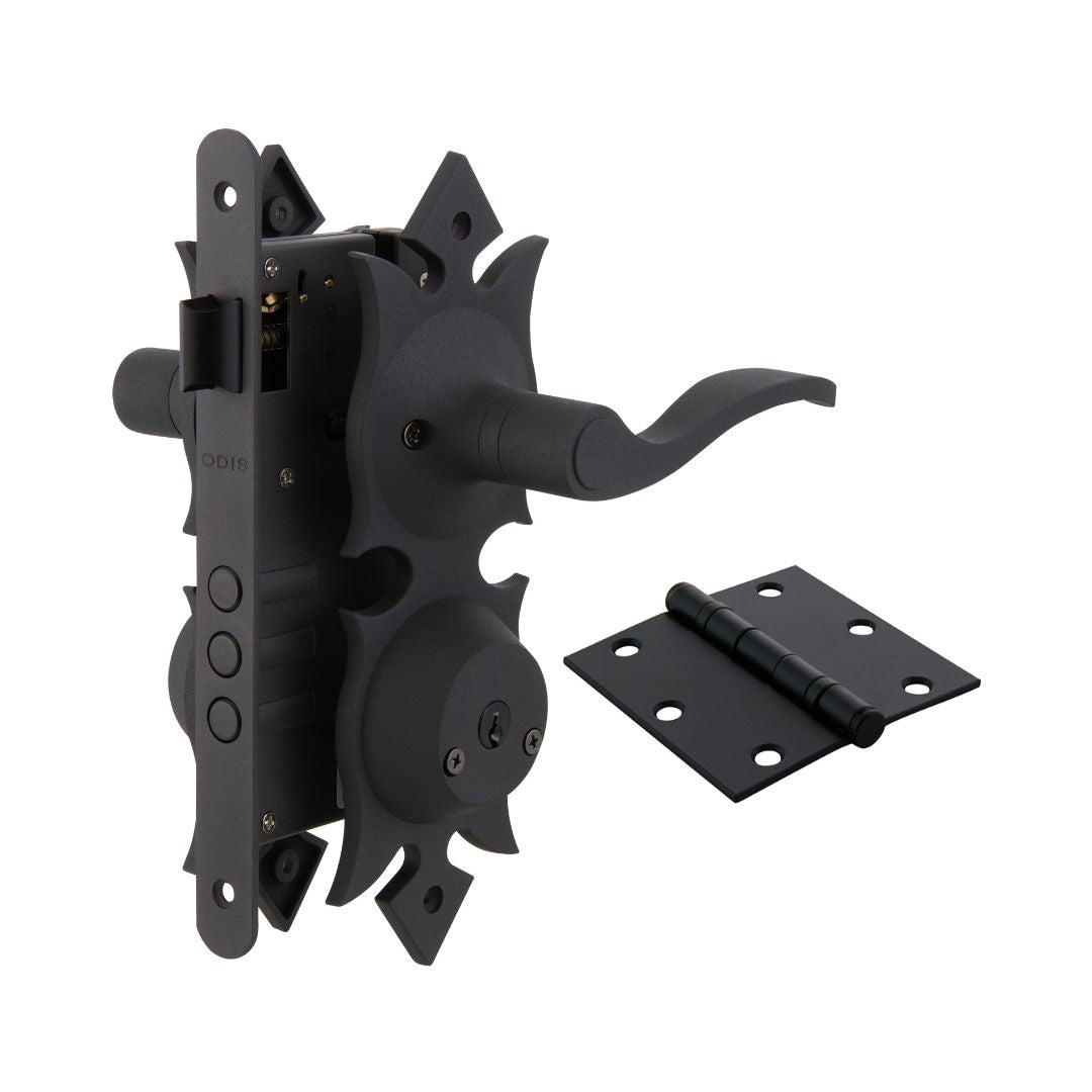 Kit Colonial: Cerradura Manilla Interior 216 + 3 Bisagras Negras 3"x3"x2mm