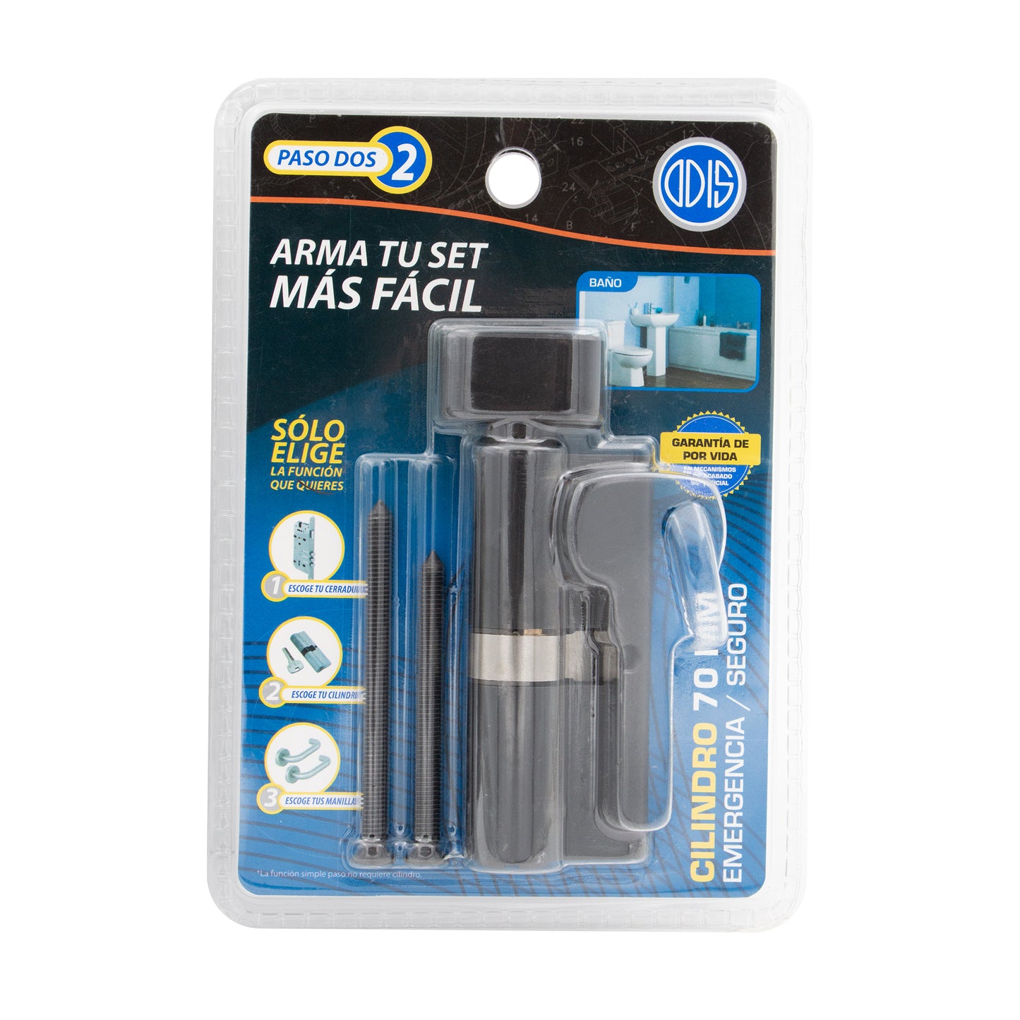 Cilindro Odis Emergencia-Seguro 70mm - Negro