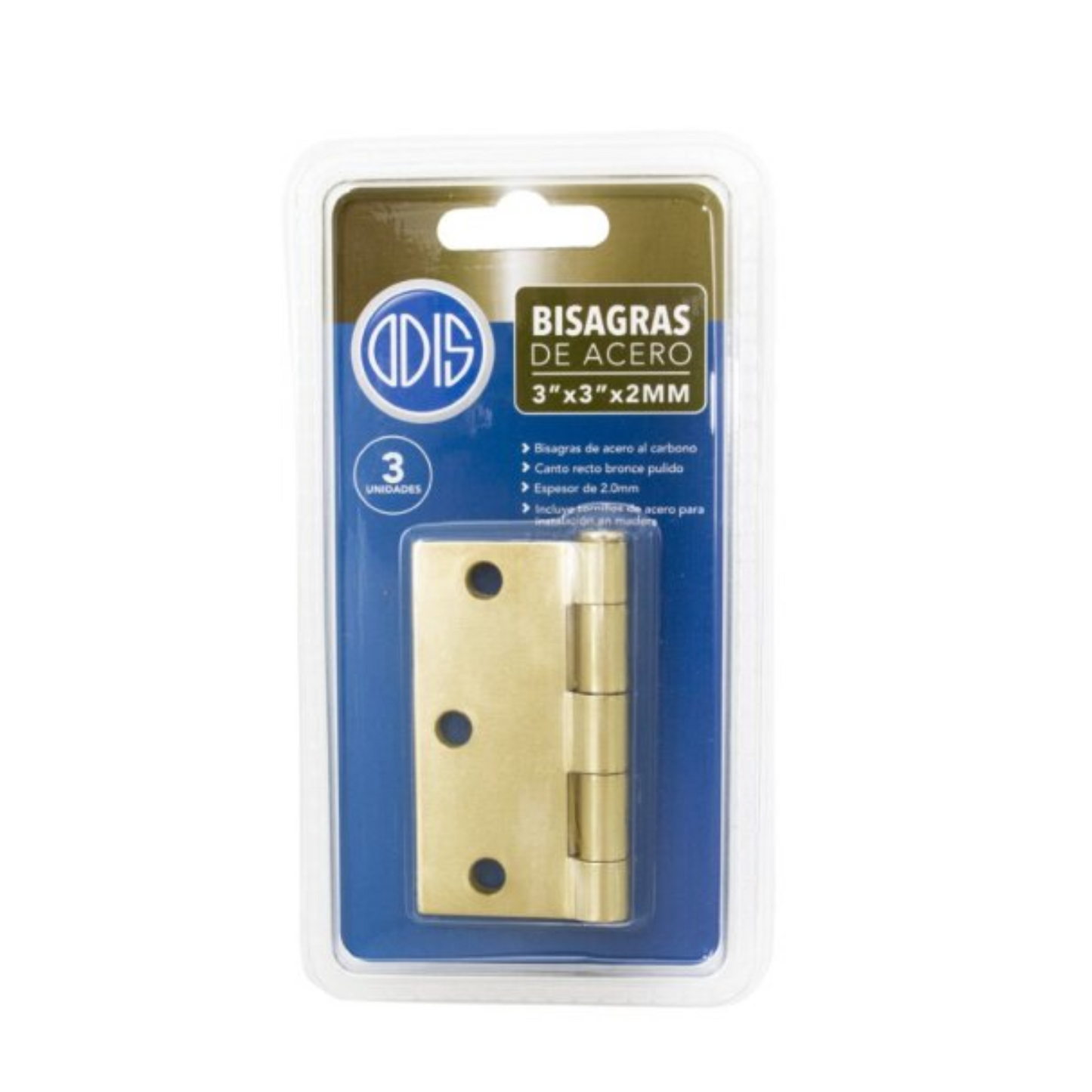 Pack 3 Bisagras Acero Odis 3”×3”×2,0mm - Bronce