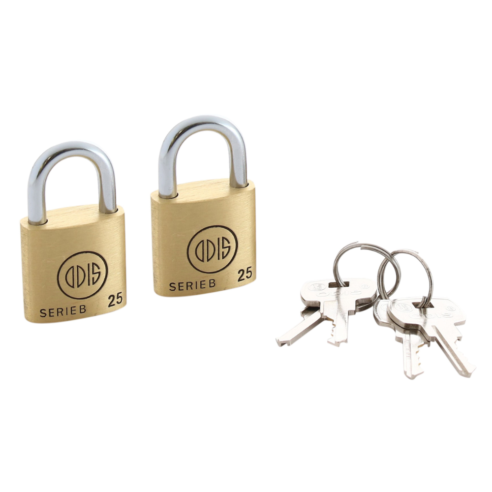 Pack 2 Candados Odis Serie B 25mm - Llaves Iguales
