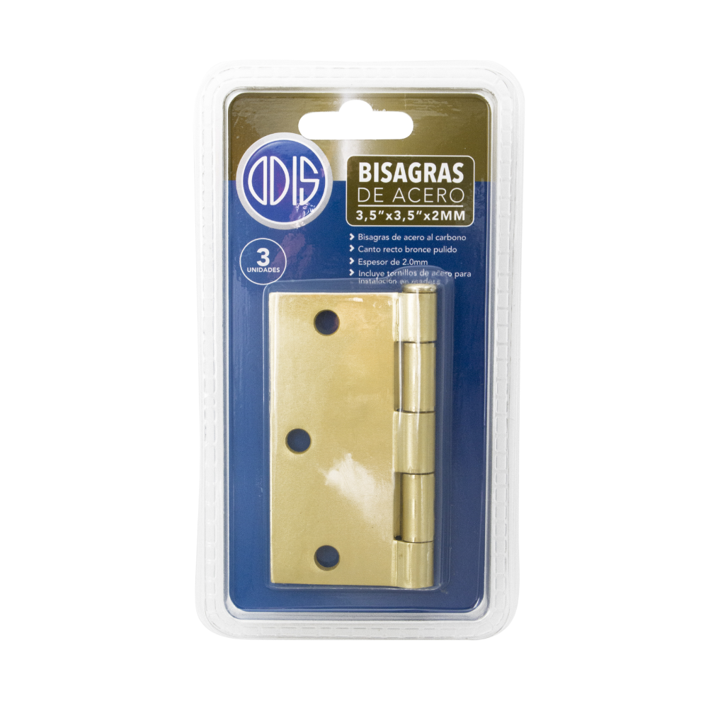 Pack 3 Bisagra Acero Odis 3,5”×3,5”×2,0mm - Bronce