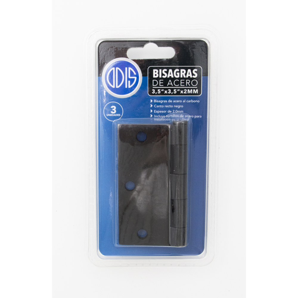 Pack 3 Bisagra Acero Odis 3,5”×3,5”×2,0mm - Negro