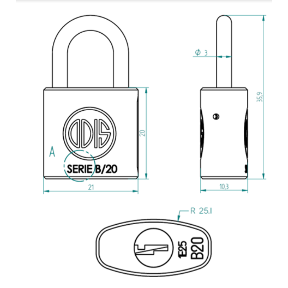 Candado Odis Serie B 20mm