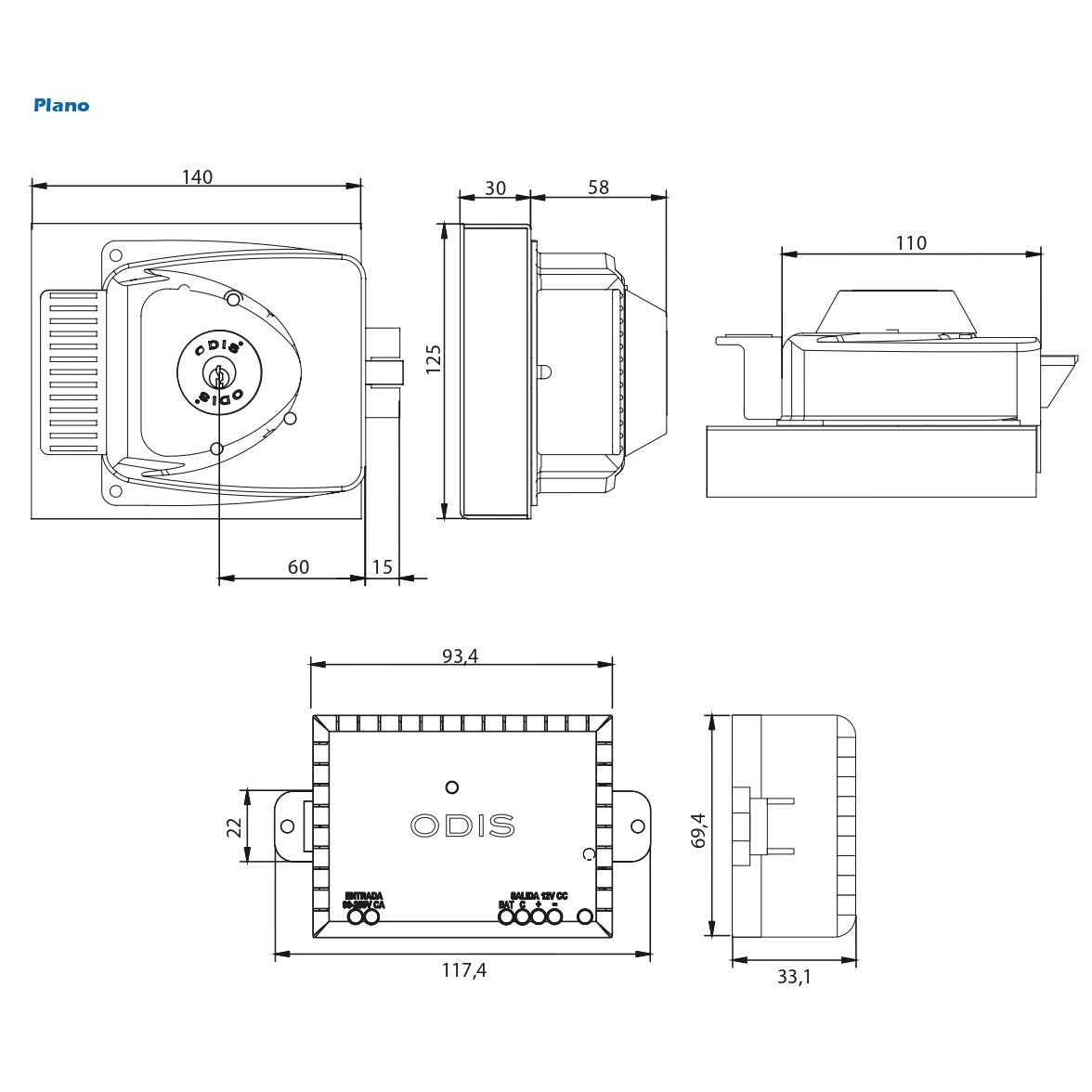 Kit Odis Eléctrico: Cerradura Exterior Sobreponer 783 + Transformador + 2 Controles