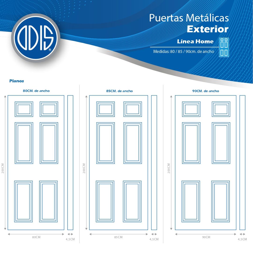 Puerta Residencial Metálica Odis Línea Home Maple 85 x 200 cm