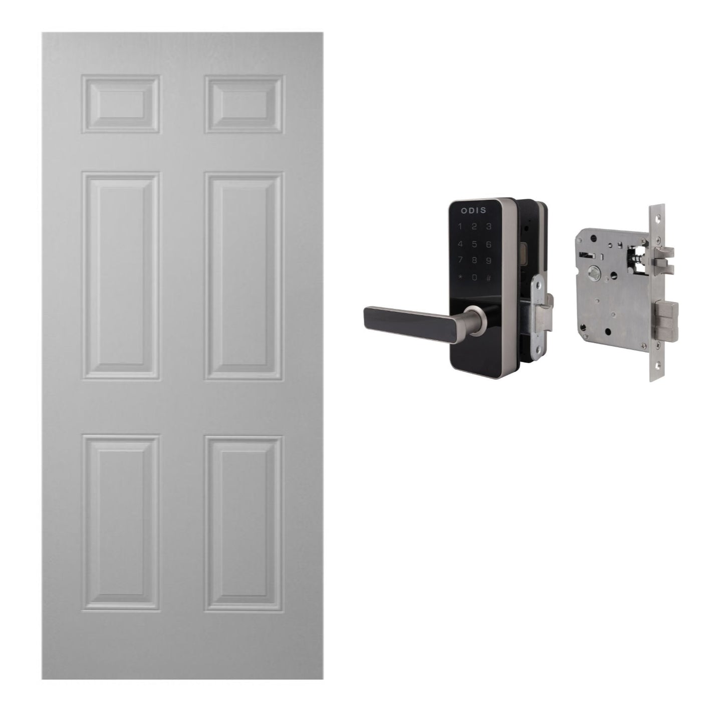 Pack Digital Blanca: Puerta Metálica 90x200cm + Cerradura 7700 Plata + Cerrojo Cuerpo Embutir