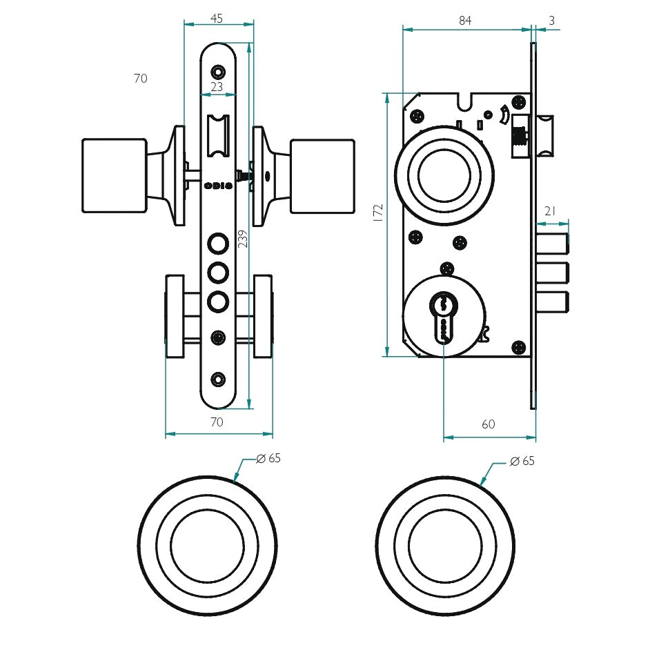 Cerradura Embutir Odis 205 Acceso - Plata