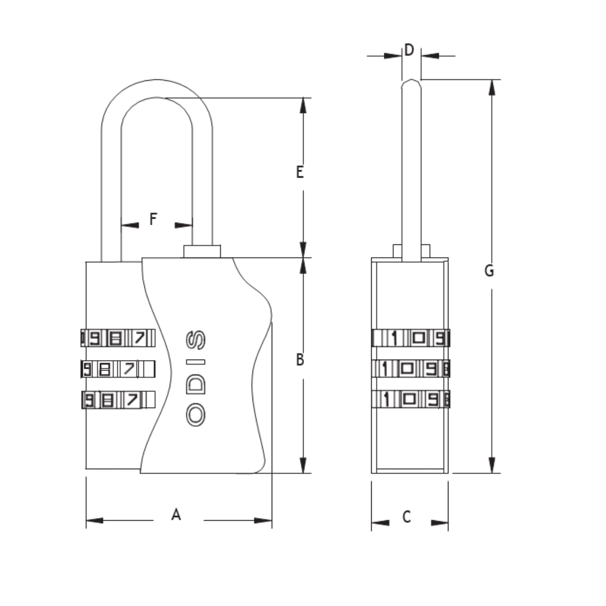 Pack 2 Candados Odis TSA Maleta Viaje Combinación - Azul