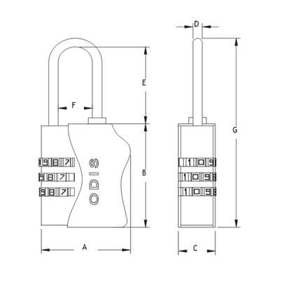 Pack 2 Candados Odis TSA Maleta Viaje Combinación - Azul