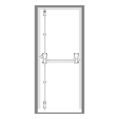 Barra Antipánico Alta Seguridad EXIDOR 704BD con 7 puntos para puerta de 2 hojas