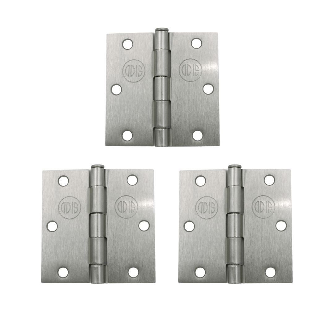 Pack 3 Bisagras Acero Odis 3,5”×3,5”× 2,0mm - Plata