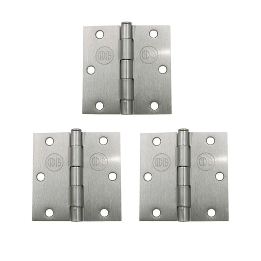 Pack 3 Bisagras Acero Odis 3,5”×3,5”× 2,0mm - Plata