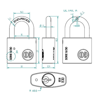 Pack 30 candados Odis B 30mm