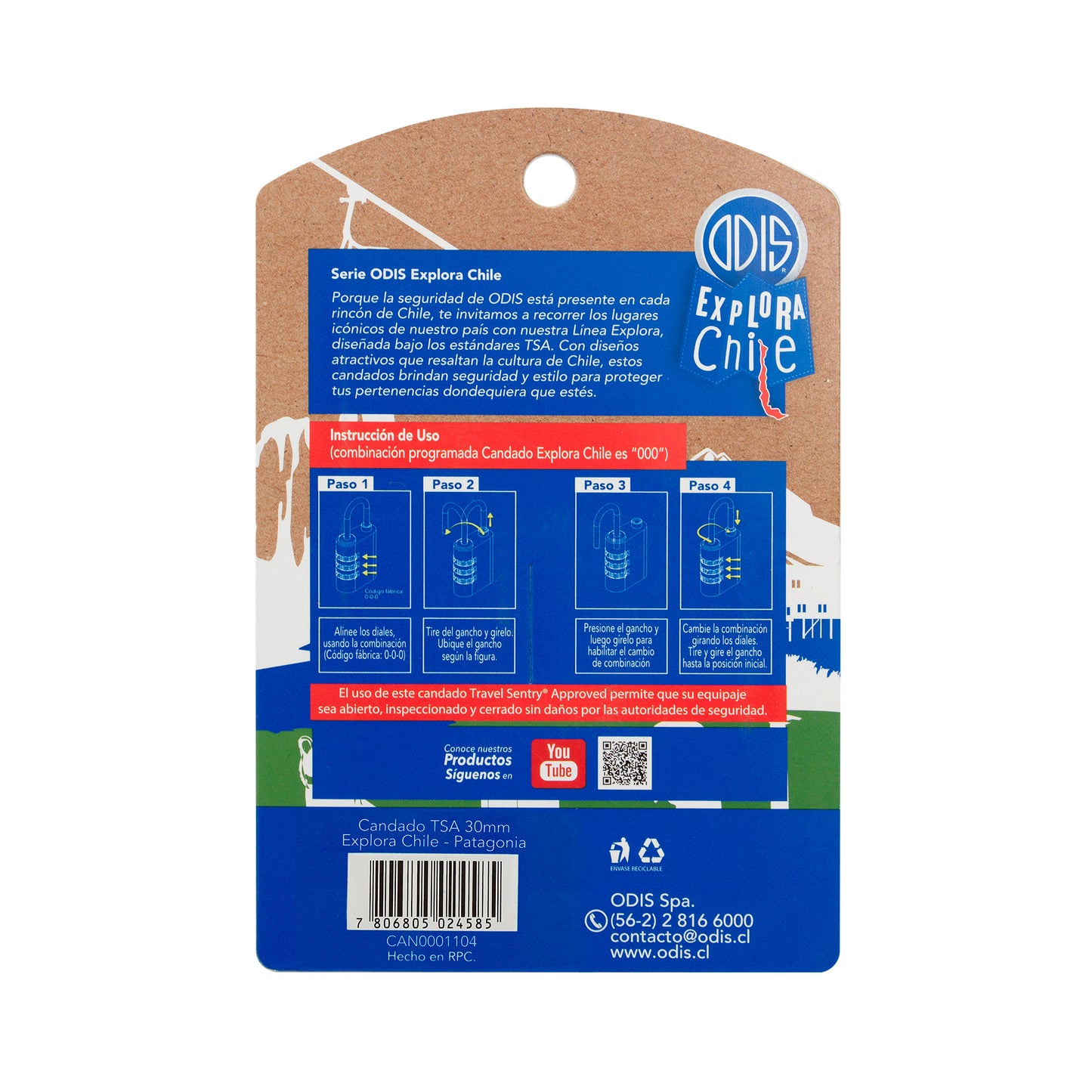 Candado Odis TSA Viaje Maleta  30mm Combinación Línea Explora - Patagonia