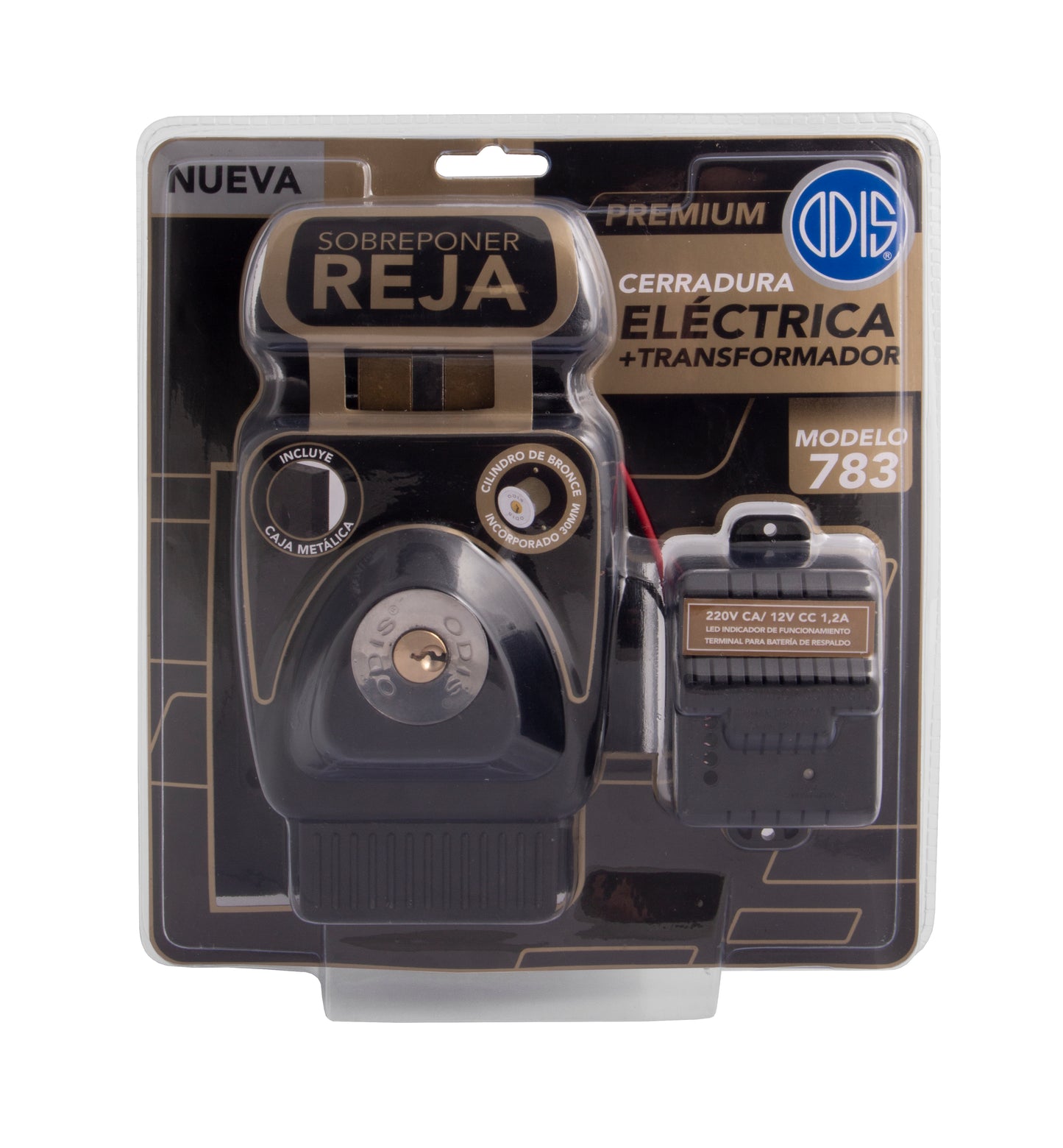 Kit Eléctrico Simple: Cerradura Exterior Eléctrica Sobreponer Odis 783 + Transformador