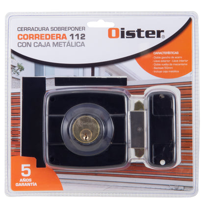 Cerradura Exterior Sobreponer Oister 112 con Caja Metálica para portones y correderas