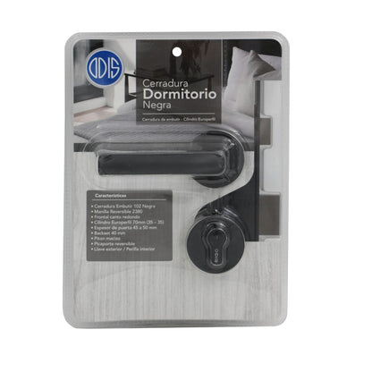 Cerradura Embutir Odis 102 Dormitorio Manilla 2380 (45-50) - Negra