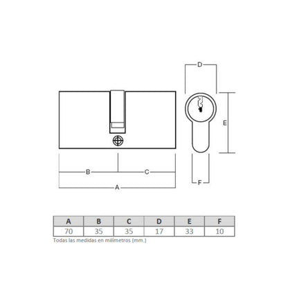 Cilindro Odis Llave-Llave Estándar 70mm (35-35)